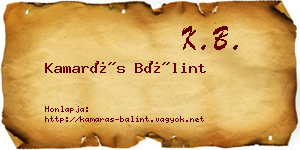 Kamarás Bálint névjegykártya